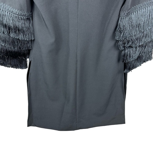 Milly Nicole Black Fringe Sleeve Elegant Party Evening Midi Shift Tunic Size 6 - Picture 10 of 14
